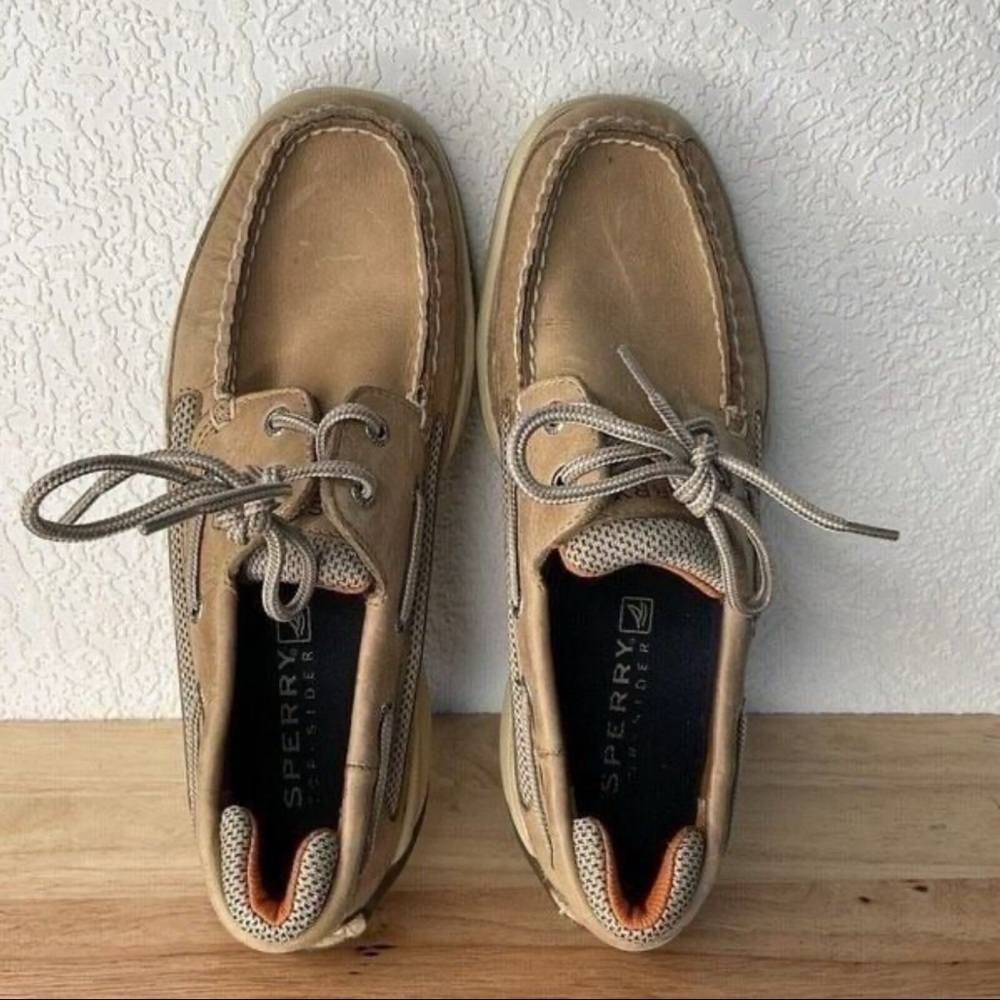 Sperry Men’s Tan Lanyard 2-Eye Topsiders Boat Shoes Size 7.5M
